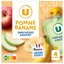 U Dessert fruitier Gourdes compote pomme banane sans sucre ajouté - 4x90g
