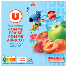 U Dessert fruitier Gourdes compote 2xpomme fraise/2xpomme abricot ssa -4x90g