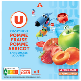 U Dessert fruitier Gourdes compote 2xpomme fraise/2xpomme abricot ssa -4x90g