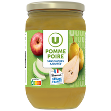 U Purée de pomme poire sans sucre ajouté, bocal 680g
