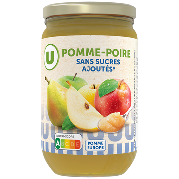 U Purée de pomme poire sans sucre ajouté, bocal 680g