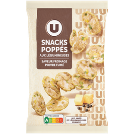 U Gâteau apéritif Snacks poppés saveur fromage & poivre fumé, sachet 85g