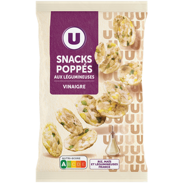 U Gâteau apéritif Snacks poppés saveur vinaigre, sachet 85g