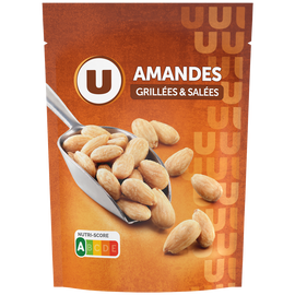 U Amandes blanchies grillées et salées, paquet 100g