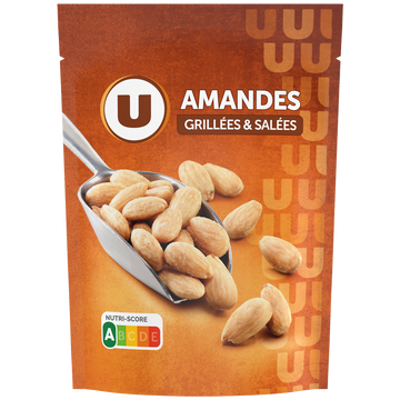 U Amandes blanchies grillées et salées, paquet 100g