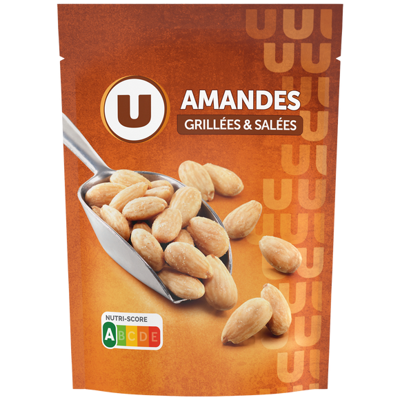 U Amandes blanchies grillées et salées, paquet 100g