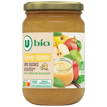 U BIO Purée de pomme vanille sans sucre ajouté, bocal 625g