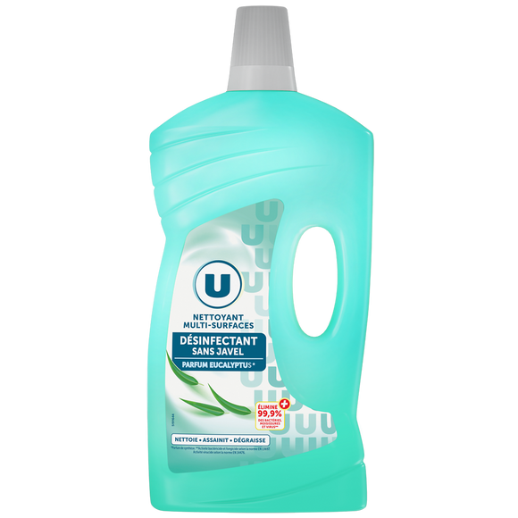 U Nettoyant desinfectant sols&surface sans javel, flacon 1L
