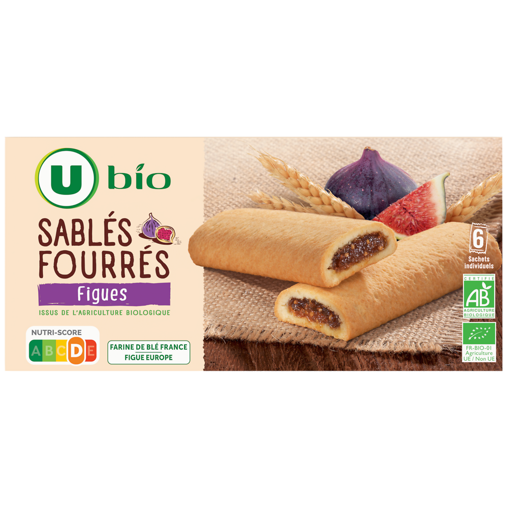 U BIO Sablés bio fourrés figues, 120g