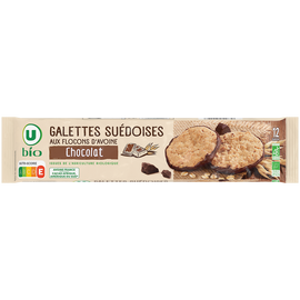 U BIO Galettes Suédoises aux flocons d'avoine nappées de chocolat noir