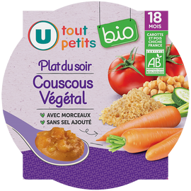 U TOUT PETITS BIO Plat pour Bébé Assiette couscous végétal, 260g