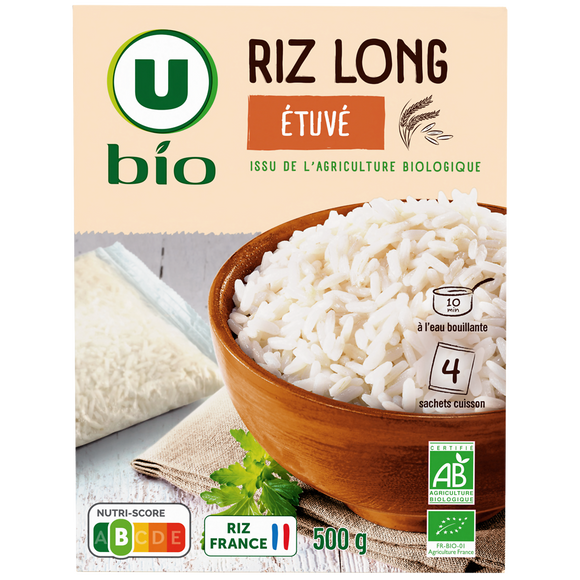 U BIO Riz étuvé 10 minutes, sachets 4x125g