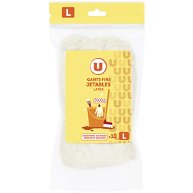 U Gants fins en latex  taille L (9) x10