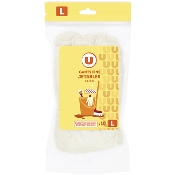 U Gants fins en latex  taille L (9) x10