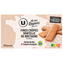 U DE NOS REGIONS Fines crêpes dentelle de Bretagne au beurre , paquet 120g