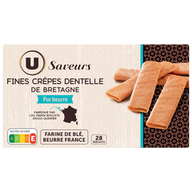 U SAVEURS Fines crêpes dentelle de Bretagne au beurre , paquet 120g