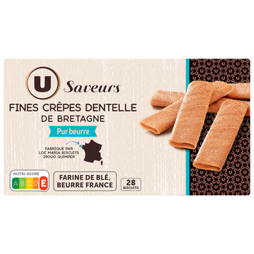 U SAVEURS Fines crêpes dentelle de Bretagne au beurre , paquet 120g