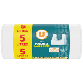 U Sac poubelle à poignées spécial salle de bain, 5L x30