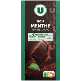 U Chocolat noir aromatisé à l'arome nature de menthe 100g