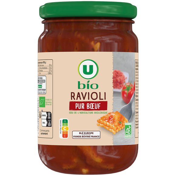 U BIO Raviolis pur boeuf , boîte 4/4 700g