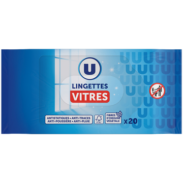U Lingettes nettoyantes vitres, x20