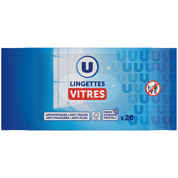 U Lingettes nettoyantes vitres, x20