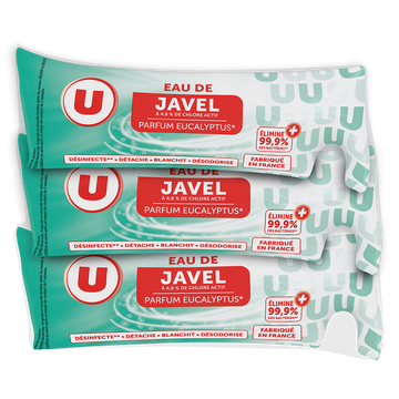 U Eau de javel parfum eucalyptus 3x250ml