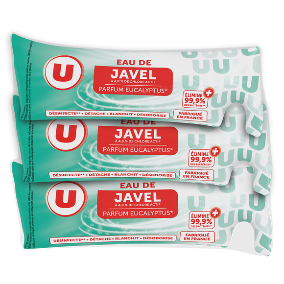 U Eau de javel parfum eucalyptus 3x250ml