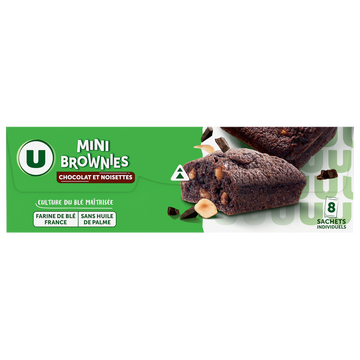 U Mini brownie noisette et pépites de chocolat 240g