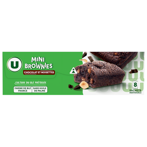 U Mini brownie noisette et pépites de chocolat 240g