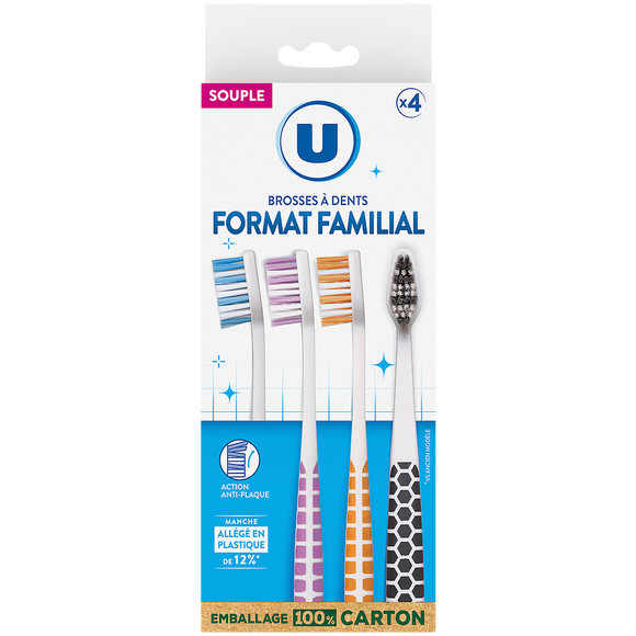 U Brosse à Dent pack family souple x4