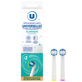 U Tête de brosse à dents universelle soin classique, x2