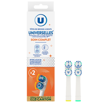U Tête de brosse à dents universelle soin complet,  x2