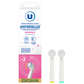U Tête brosse à dent universelle dents sensibles - x2