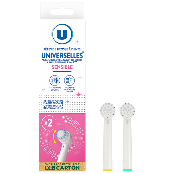 U Tête brosse à dent universelle dents sensibles - x2