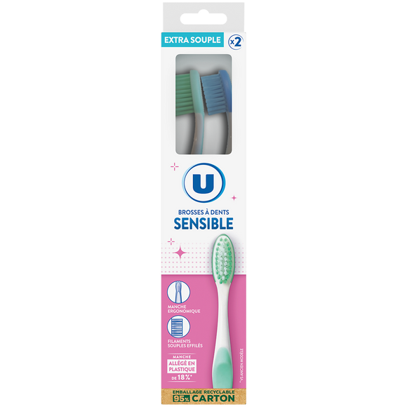 U Brosse à Dent sensible souple x2