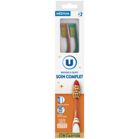 U Brosse à dents soin complet medium, x2