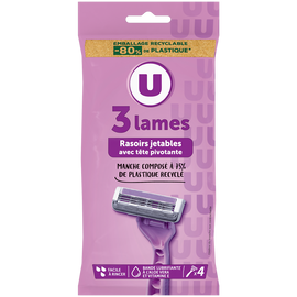 U Rasoirs jetables tête pivotante femmes 3 lames - x4