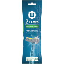 U Rasoirs jetables 2 lames homme tête pivotante, x10