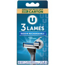 U Rasoir masculin système 3 lames avec recharge