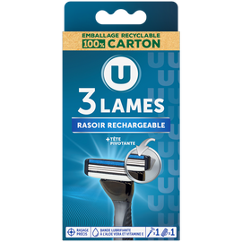U Rasoir masculin système 3 lames avec recharge