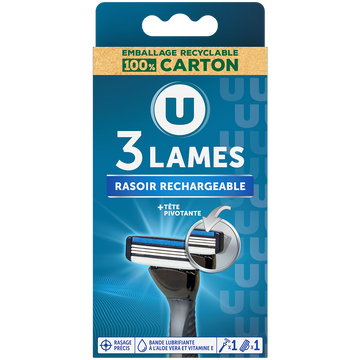 U Rasoir masculin système 3 lames avec recharge