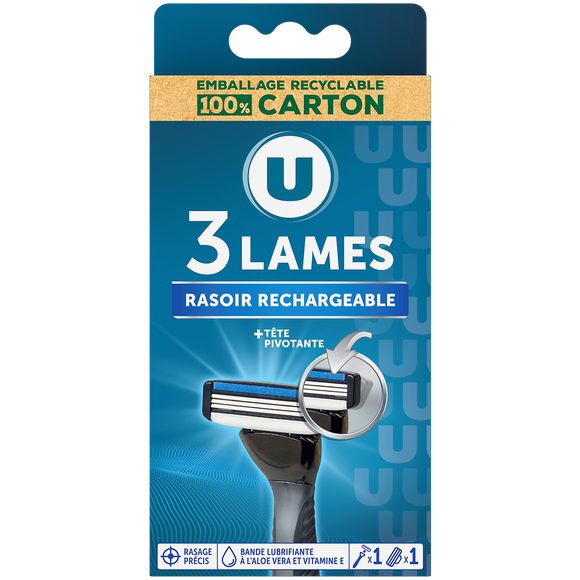 U Rasoir masculin système 3 lames avec recharge