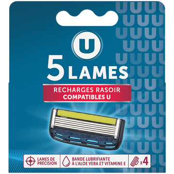 U Recharge rasoir homme 5 lames x4
