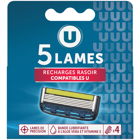 U Recharge rasoir homme 5 lames x4