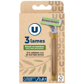 U Rasoir hybride 3 lames bambou masculin x8