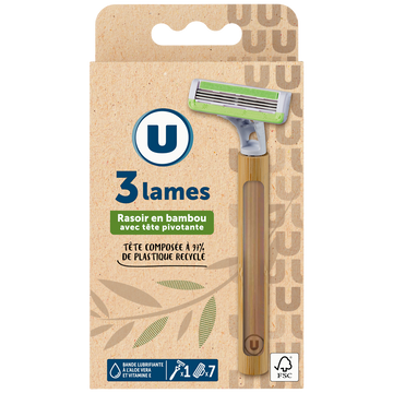 U Rasoir hybride 3 lames bambou masculin x8