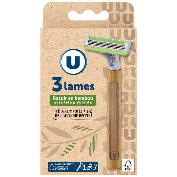 U Rasoir hybride 3 lames bambou masculin x8