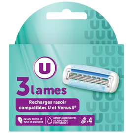 U Recharge pour rasoir système 3 lames féminin U X4