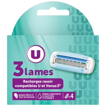 U Recharge pour rasoir système 3 lames féminin U X4